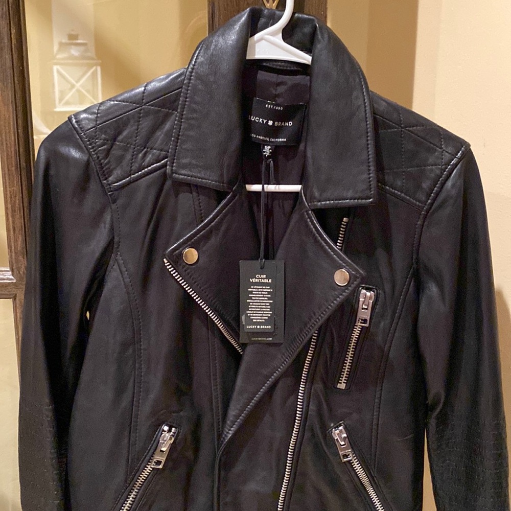 Lucky Brand moto leather jacket NWT.